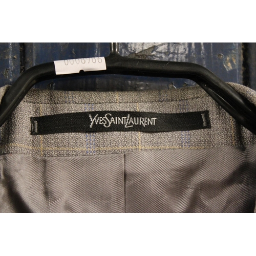 303 - An Yves Saint Laurent Light Grey, Cream & Blue Check Jacket - Size 40 (Approx).