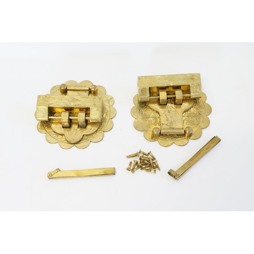 601 - Two Chinese Traditional Locks with engraved decoration on clasp & lock.