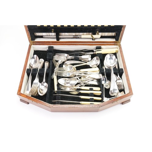 65 - A collection of silver plated cutlery, along with a part canteen.