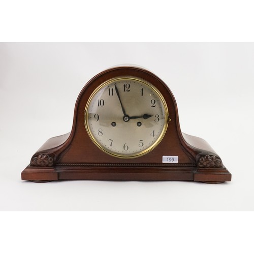 199 - A 1920s Wellington Clock with a Nickel Silver Chaptering & Strike Silent with Key.