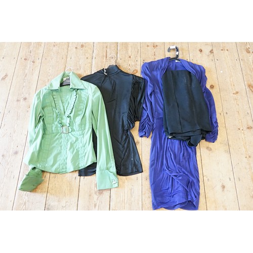 302 - A Collection of Karen Millen Clothes to include a Fold Over Top Dress in Black size 10, a Purple Dre... 