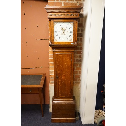 206 - An Oak Cased Painted Face Long Case Clock by 