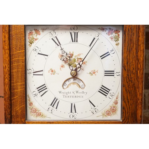 206 - An Oak Cased Painted Face Long Case Clock by 