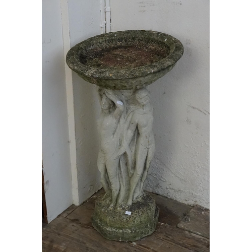 602 - A Classical Maiden designed Bird Bath. Measuring: 74cms High (Approx).