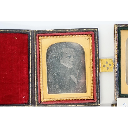 587 - A Victorian daguerreotype of George Wise, Elizabeth Anne Neal and one other unknown in Morrocan case... 