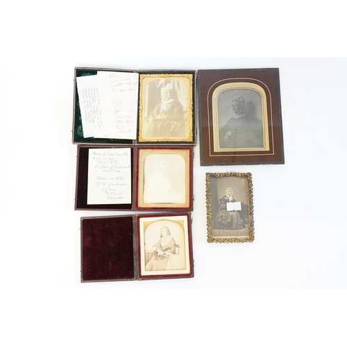 588 - A collection of daguerreotype Harriot Letchworth, Hannah Wise and other family portraits of older pe... 