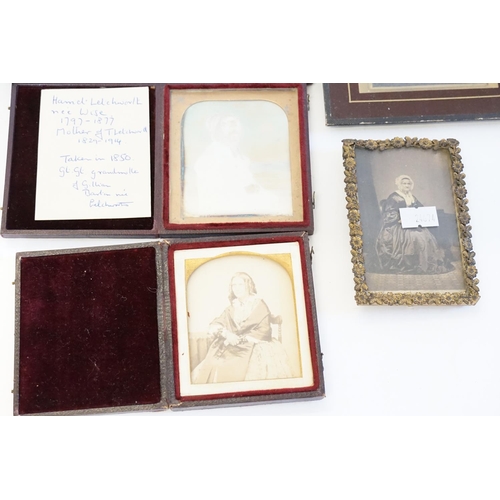 588 - A collection of daguerreotype Harriot Letchworth, Hannah Wise and other family portraits of older pe... 