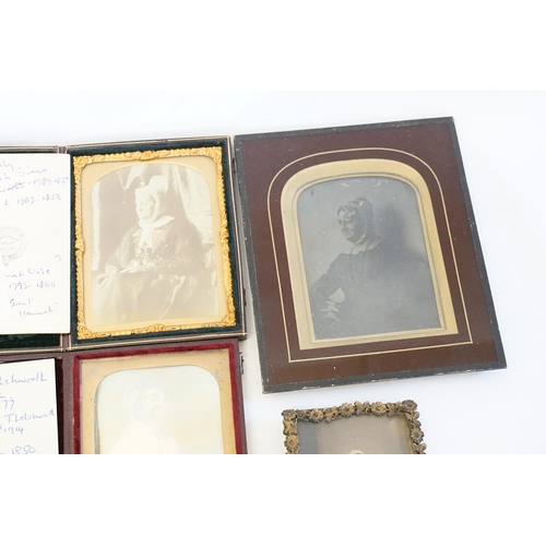 588 - A collection of daguerreotype Harriot Letchworth, Hannah Wise and other family portraits of older pe... 