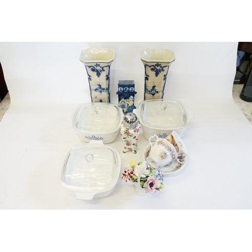 316 - A Pair of Delft Vases, a Dutch children's Spill Vase, Royal Doulton Bocage & a Mid Winter Sugar Sift... 