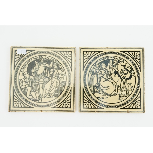 576 - 'SHAKESPEARE' TWO TILES designed by John Moyr Smith, manufactured by Minton, circa 1874 comprising 