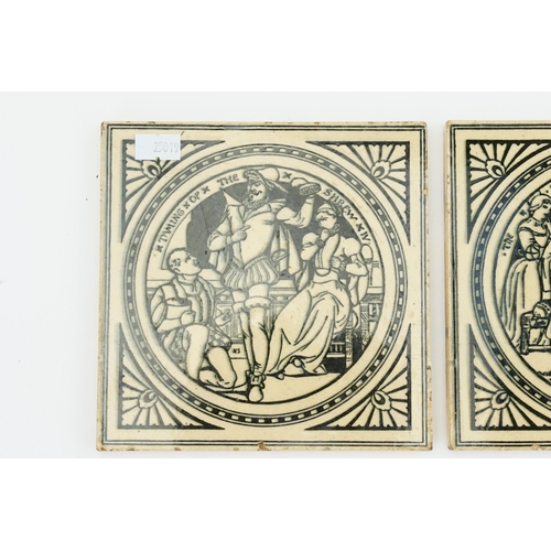 576 - 'SHAKESPEARE' TWO TILES designed by John Moyr Smith, manufactured by Minton, circa 1874 comprising 