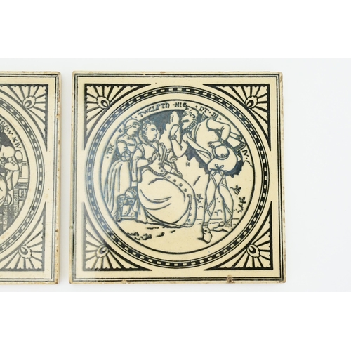 576 - 'SHAKESPEARE' TWO TILES designed by John Moyr Smith, manufactured by Minton, circa 1874 comprising 