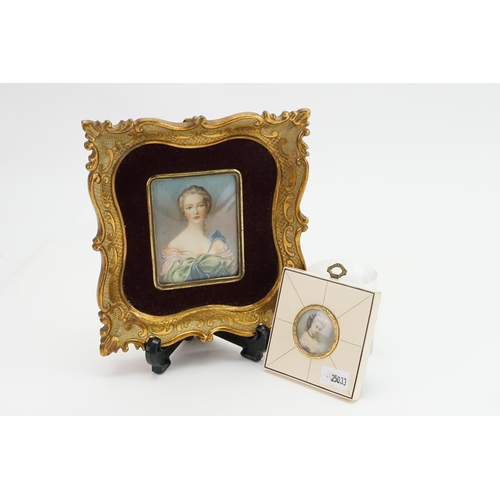 574 - A Miniature of a Young Girl with a Pink, Green & Blue Dress, Hair in ringlets, Signed Coplot along w... 