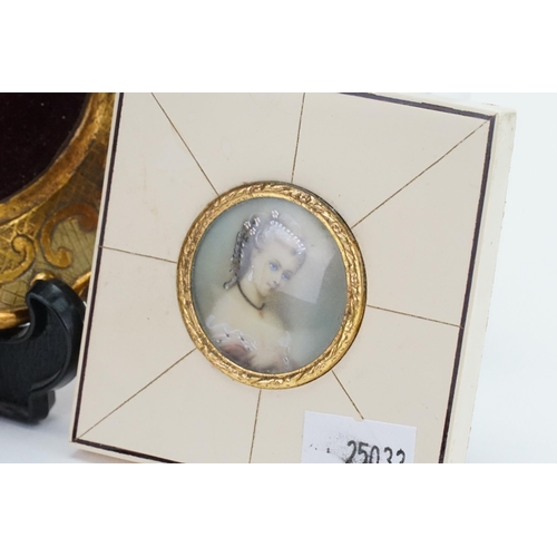 574 - A Miniature of a Young Girl with a Pink, Green & Blue Dress, Hair in ringlets, Signed Coplot along w... 