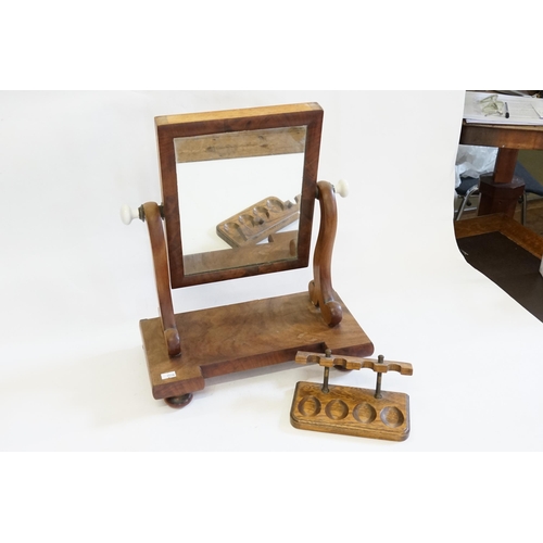 525 - A Victorian Mahogany Swing Frame Dressing Table Mirror along with an Edwardian Pipe Rack.