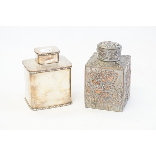 78 - A Silver Plated Tea Caddy & a Japanese Antimony Tea Caddy.