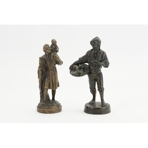 609 - Two French Cast Bronze studies of a St. Christopher & Breton Fisherman.