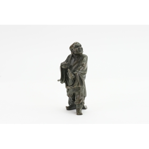 379 - A Japanese Bronze Study of Lo Hun Priest in warrior mode. Measuring: 9cms high.