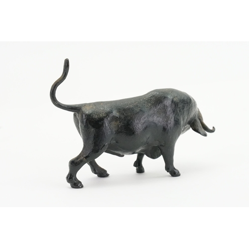 606 - An interesting Bronze study of a Bull. Measuring: 10cms Long.