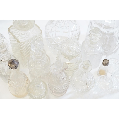 552 - A Collection of Glass to include a Victorian Thumb Pressed Irish design Cut Glass Jug, Liquor decant... 