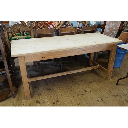 464 - A Modern Pine Kitchen Table with a Single Drawer. Measuring: 180cms long x 78cms across x 78cms high... 