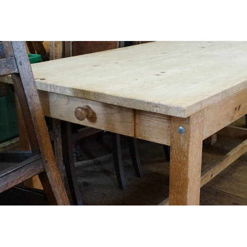 464 - A Modern Pine Kitchen Table with a Single Drawer. Measuring: 180cms long x 78cms across x 78cms high... 