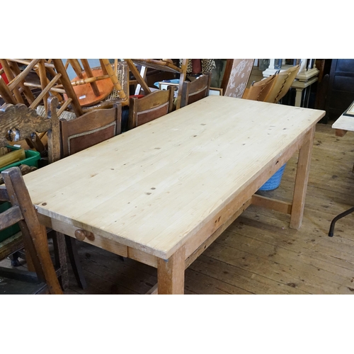 464 - A Modern Pine Kitchen Table with a Single Drawer. Measuring: 180cms long x 78cms across x 78cms high... 