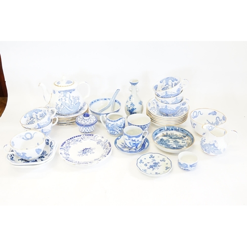 367 - A Collection of Royal Worcester Dragon in cloud decorated China & various items of Blue & White & Or... 