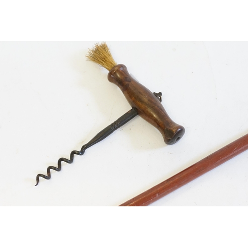 248 - A Clifton Continent Engineers Swagger Stick along with an Antique Cork Screw.