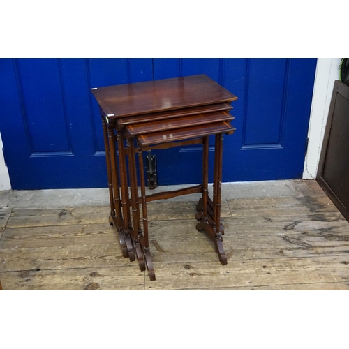 467 - A Set of Four Edwardian design Nest of Tables of graduated Form resting on turned legs & an inlaid t... 