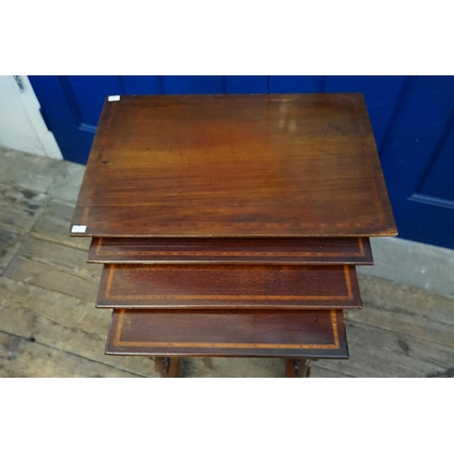 467 - A Set of Four Edwardian design Nest of Tables of graduated Form resting on turned legs & an inlaid t... 