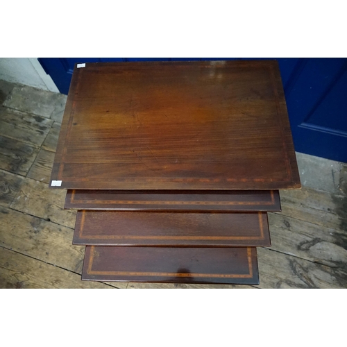 467 - A Set of Four Edwardian design Nest of Tables of graduated Form resting on turned legs & an inlaid t... 