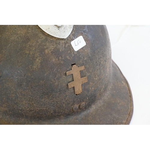 254 - A French Resistance Helmet the Cross of Lorraine.