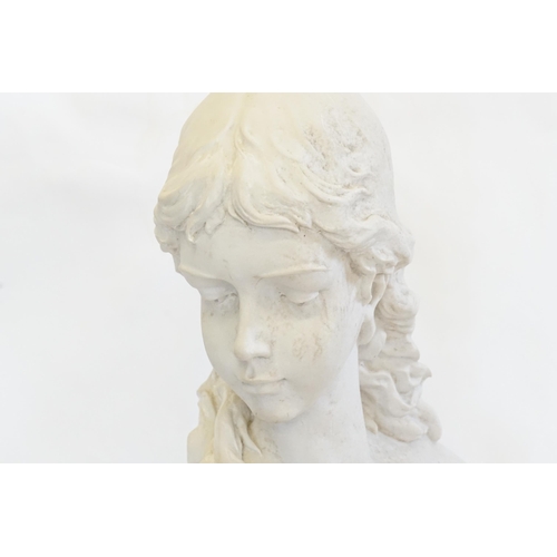 610 - An Art Nouveau Design Bust of a Young Lady. Measuring: 57cms High.