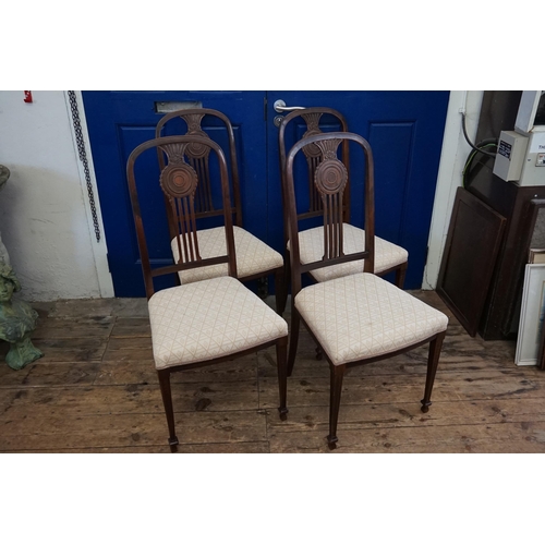 494 - A Set of Four Mahogany Framed Drawing Room Chairs of Adams inspiration resting on square tapering Fe... 