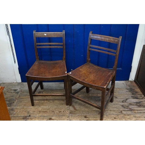 496 - A Pair of Country Made Shaped Backed & Reeded edged Dining Chairs resting on square legs & Wooden Se... 