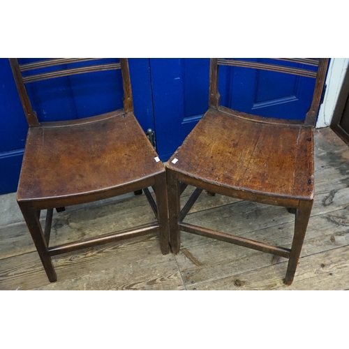 496 - A Pair of Country Made Shaped Backed & Reeded edged Dining Chairs resting on square legs & Wooden Se... 