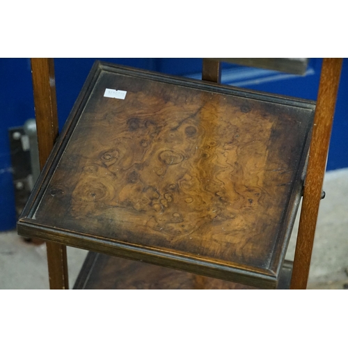 498 - A Walnut veneered Three Tiered Cake Stand.