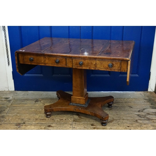 490 - An Antique Regency Drop-Flap Sofa Table with fitted drawers and cross stretcher. Measuring: 98cms ac... 