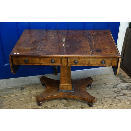 490 - An Antique Regency Drop-Flap Sofa Table with fitted drawers and cross stretcher. Measuring: 98cms ac... 