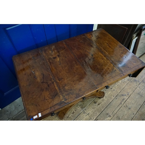 490 - An Antique Regency Drop-Flap Sofa Table with fitted drawers and cross stretcher. Measuring: 98cms ac... 