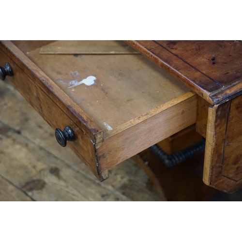 490 - An Antique Regency Drop-Flap Sofa Table with fitted drawers and cross stretcher. Measuring: 98cms ac... 