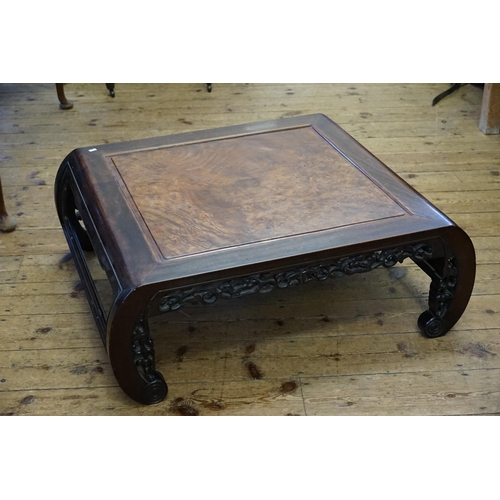 484 - A Chinese Hardwood Opium table. Measuring: 89cms x 81cms x 34cms high.