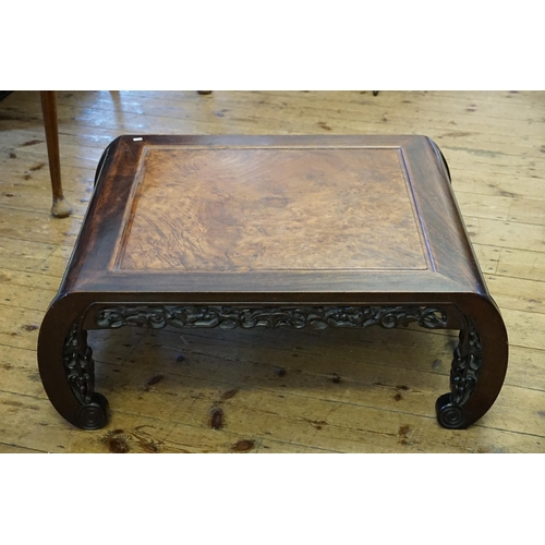 484 - A Chinese Hardwood Opium table. Measuring: 89cms x 81cms x 34cms high.