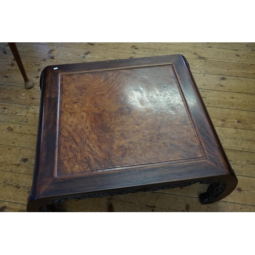 484 - A Chinese Hardwood Opium table. Measuring: 89cms x 81cms x 34cms high.