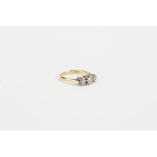 115 - A 18ct gold diamond ring, set with 3 illusion set diamonds. Largest approximately 0.06ct. Size I. We... 