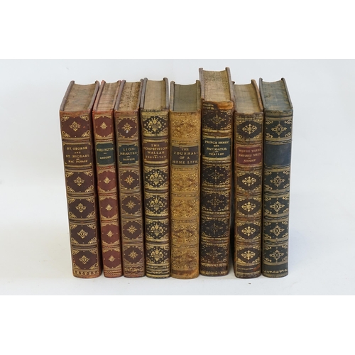 284 - A Collection of Leather Tooled Gilt & Raised Spine Books to include 