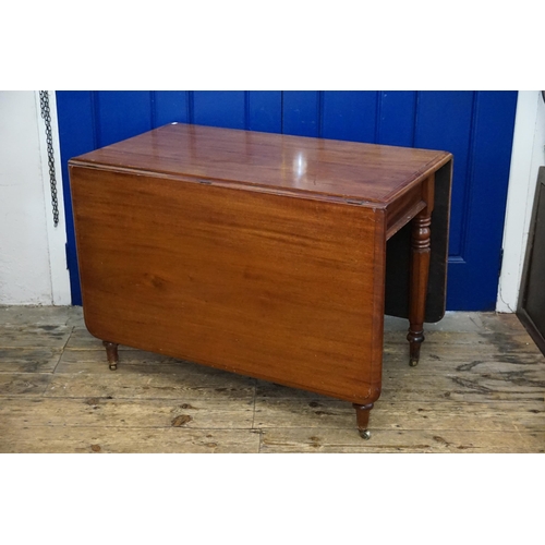 479 - A Victorian Mahogany Drop-Flap Table resting on turned & fluted legs. Measuring: 103cms long x 54cms... 