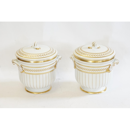 353 - A Pair of Portuguese Vista Alegre Campana Ice Buckets with Liners & Lids. Measuring: 21cms High.