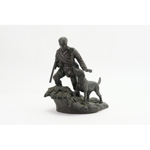 620 - A Study of a Huntsman with a Flat Cloth Cap & a Dog. Measuring: 20cms high.